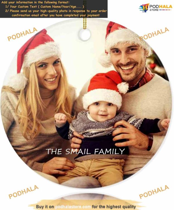 2023 Family Personalized Ceramic Christmas, Custom Photo Text Decorations Pendant