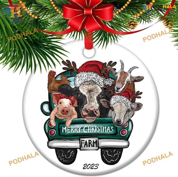 2023 Farm Animal Ceramic Xmas Tree Decor, Personalized Family Ornaments