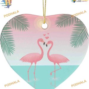 2023 Flamingo & Seagull Heart Ornament, Personalized Family Christmas Ornaments