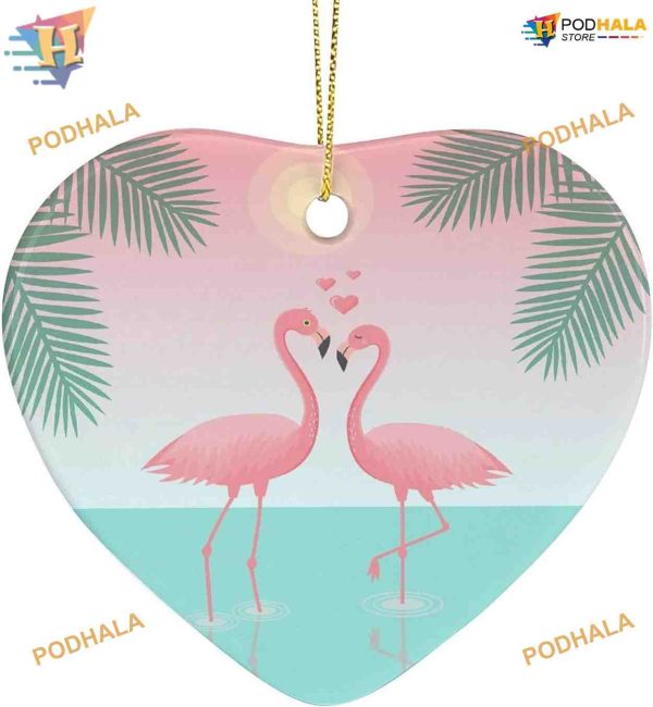 2023 Flamingo & Seagull Heart Ornament, Personalized Family Christmas Ornaments