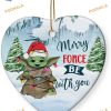 2023 Heart-Shaped Ceramic Baby Yoda Ornament, Family Christmas Ornaments