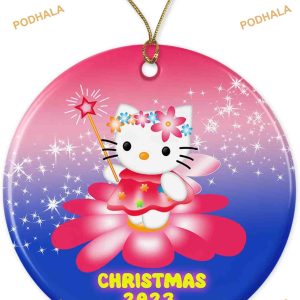 2023 Hello Kitty Printed Ceramic Ornament, Custom Family Christmas Decor