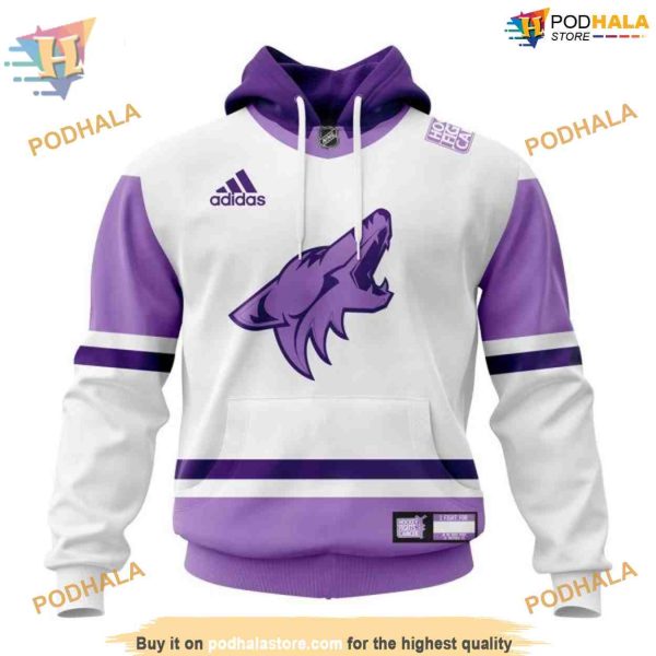 2023 Hockey Fight Cancer NHL Arizona Coyotes Hoodie 3D, Personalize Arizona Coyotes Gear