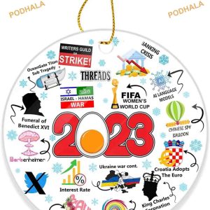 2023 Hot Topics Round Ornament, Commemorative Christmas Tree Decor