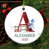 2023 Initial Ornament, Custom Name Monogram Ceramic for Kids