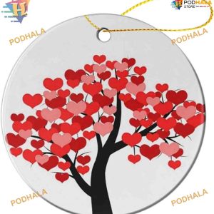 2023 Love Tree & Red Heart Ornament, Family Tree Decoration for Valentines