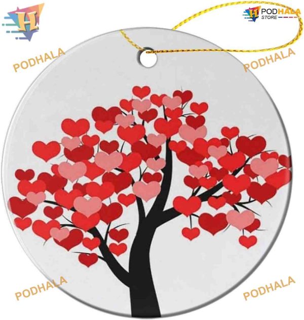 2023 Love Tree & Red Heart Ornament, Family Tree Decoration for Valentines