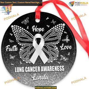 2023 Lung Cancer Awareness Christmas Ornament, Survivor Encouragement