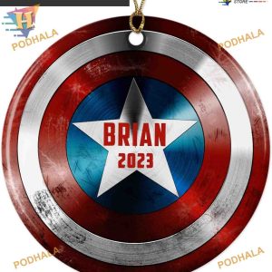 2023 Maverl Captain America Custom Ornament, Personalized Hero Ceramic Gift