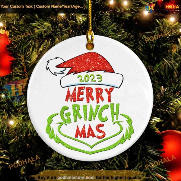2023 Merry Grinchmas Decor, Santa Grinch Christmas Ornaments