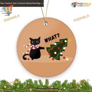 2023 Naughty Black Cat Christmas Ornament, Fun Holiday Ceramic Decor