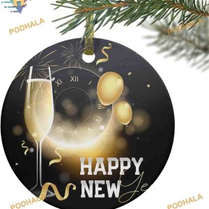 2023 New Year Decor Champagne Clock Balloon Ornaments, Family Christmas Tree