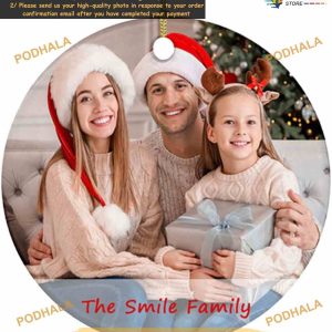 2023 Personalized Custom Photo and Text, Gold String Ceramic Christmas Decorations