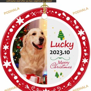 2023 Pets Keepsake Ceramic Ornament, Personalized Hanging Pet Photo Decoration