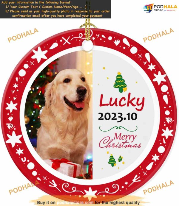 2023 Pets Keepsake Ceramic Ornament, Personalized Hanging Pet Photo Decoration