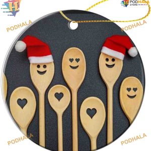 2023 Red Santa Hat Wooden Spoon Ornaments, Custom Family Christmas Tree Decor