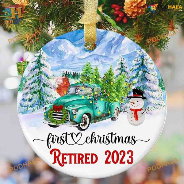 2023 Retiree Ceramic Pendant Ornament, Personalized Family Christmas Ornaments
