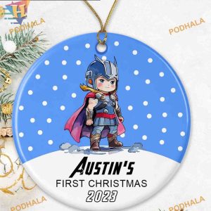 2023 Thor Superhero-Themed Baby's 1st Christmas Ornament, Personalized Family Gifts