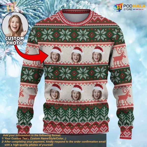 2023 Ugly Christmas Sweater, Custom Face, Personalized Photo Gift