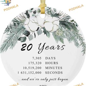 20th Anniversary Ceramic Christmas Decor, Couples  Keepsake Ornament
