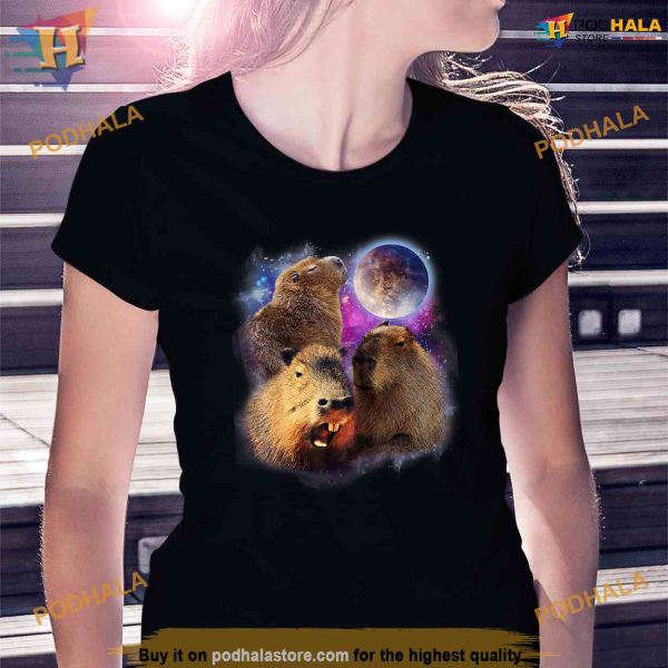 3 Capybara Moon Capybara Stuffed Animal For Men Women Kids Shirt