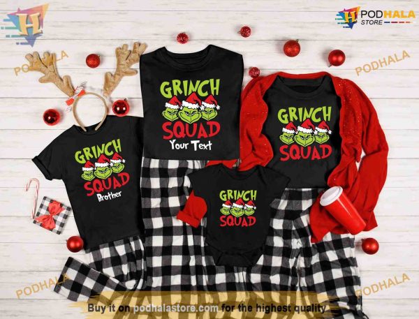 3 Heads Grinch Group Fun, Funny Grinch Personalized Shirt, Xmas Matching Set
