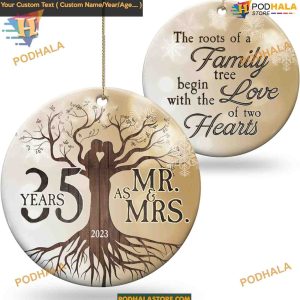 35th Wedding Anniversary 2023 Ornament, Personalized Ceramic Gift