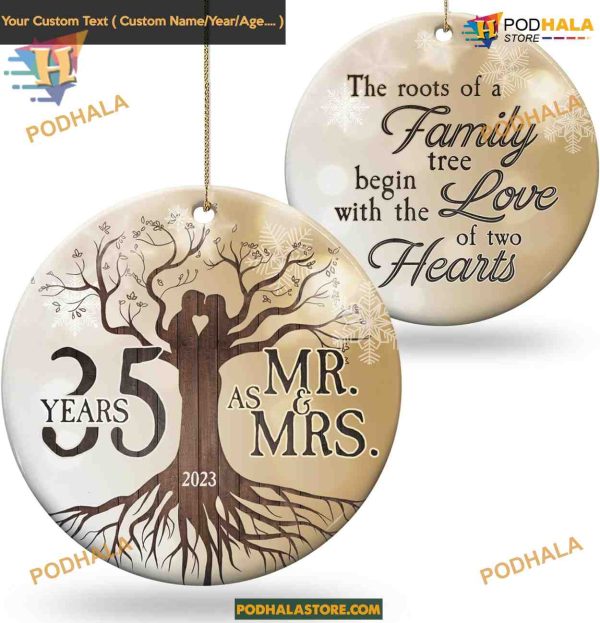 35th Wedding Anniversary 2023 Ornament, Personalized Ceramic Gift