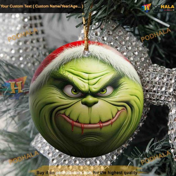 3D Grinchmas Smile Ornament, Grinch Christmas Tree Decorations 2023