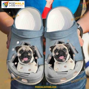 3D Print Pug Lovers Classic Water Shoes, Croc Style Puppy Lovers