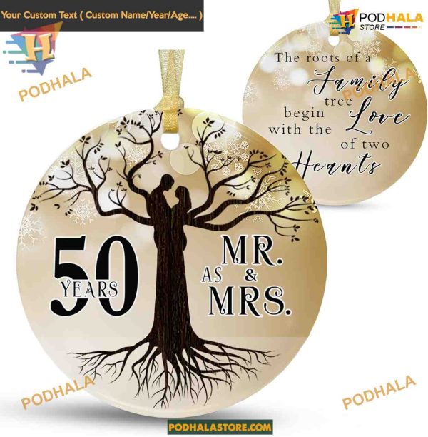 50 Years Married 2023 Couple’s Christmas Ornament, Personalized Gift