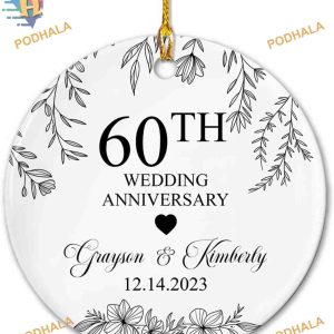 60th Wedding Anniversary Christmas Ornament 2023, Personalized Couples Gift