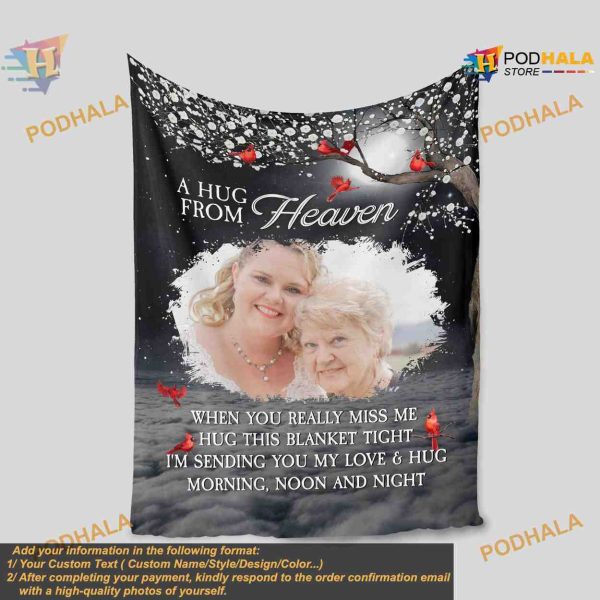 A Hug From Heaven Blanket, Memorial and Custom Photo Remembrance Gift ...