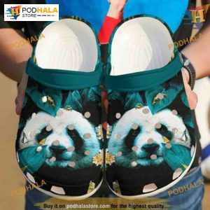 Adorable Panda Leaf Pattern Clogs Crocs, Funny Christmas Gift Ideas