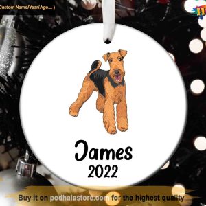 Airedale Terrier Santa, Personalized Family Christmas Ornaments