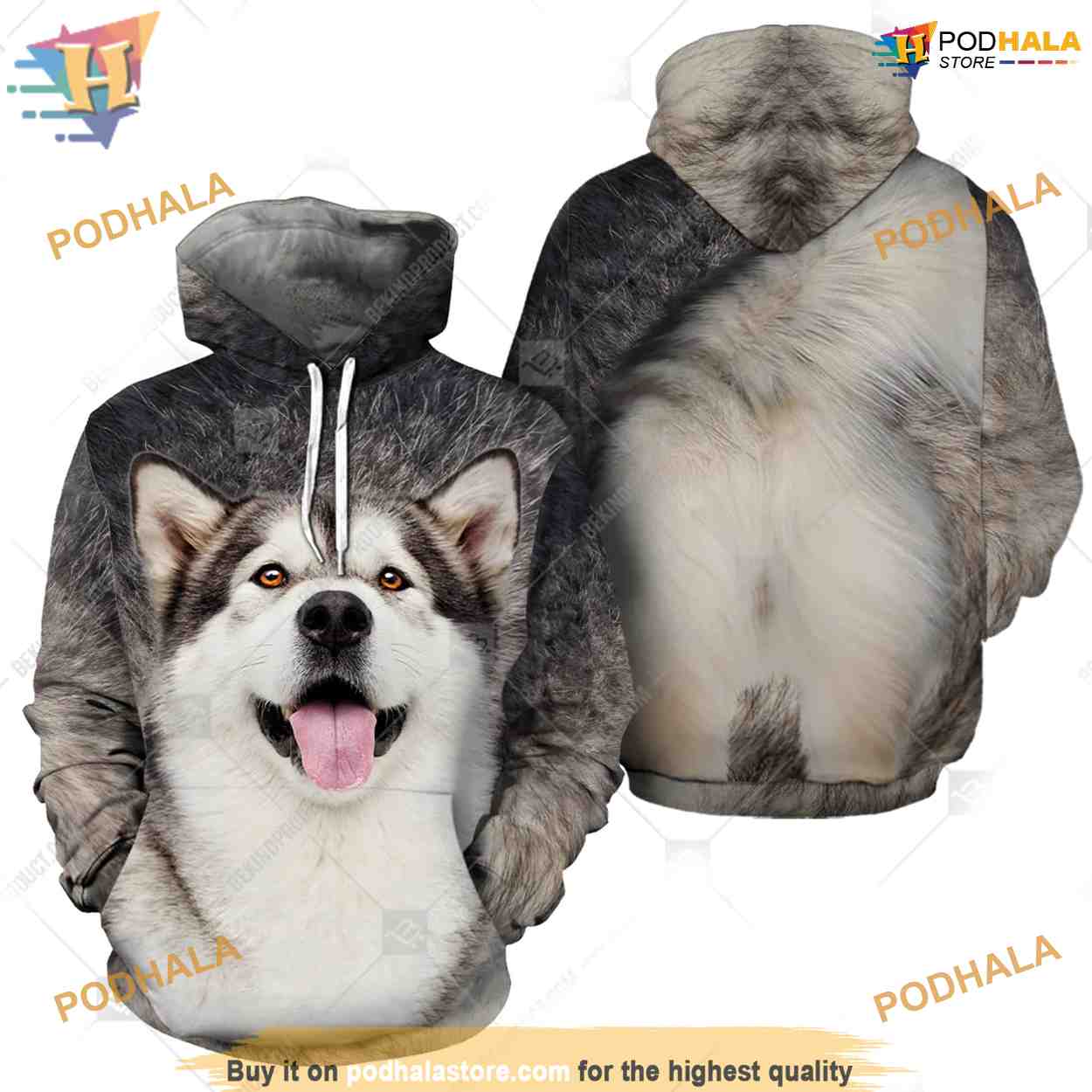 Alaskan Malamute Dog Full Head And Body Animal Costume All Over