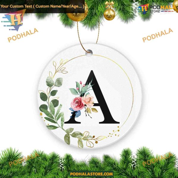 Alphabet Initial A 2023 Ceramic Christmas Ornament Keepsake Gift