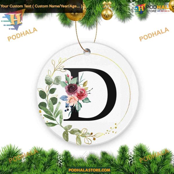 Alphabet Initial D 2023 Ceramic Christmas Ornament Keepsake Gift