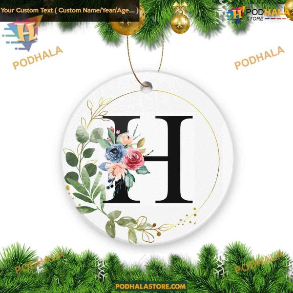 Alphabet Initial H 2023 Ceramic Christmas Ornament Keepsake Gift
