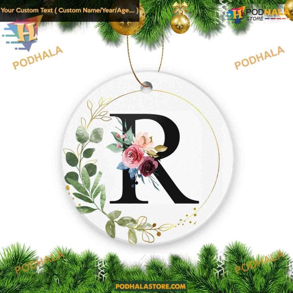 Alphabet Initial R 2023 Ceramic Christmas Ornament Personalized Gift