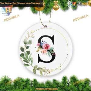 Alphabet Initial S 2023 Ceramic Christmas Ornament Keepsake Decoration