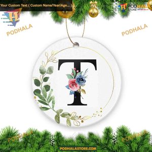 Alphabet Initial T 2023 Ceramic Christmas Ornament Xmas Tree Decor