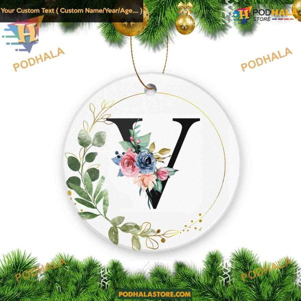 Alphabet Initial V 2023 Ceramic Christmas Ornament Special Keepsake