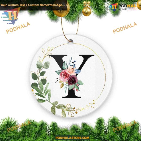 Alphabet Initial Y 2023 Ceramic Christmas Ornament Family Gift Idea
