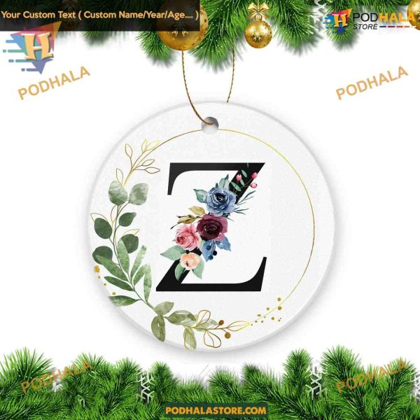 Alphabet Initial Z 2023 Ceramic Christmas Ornament Unique Xmas Gift