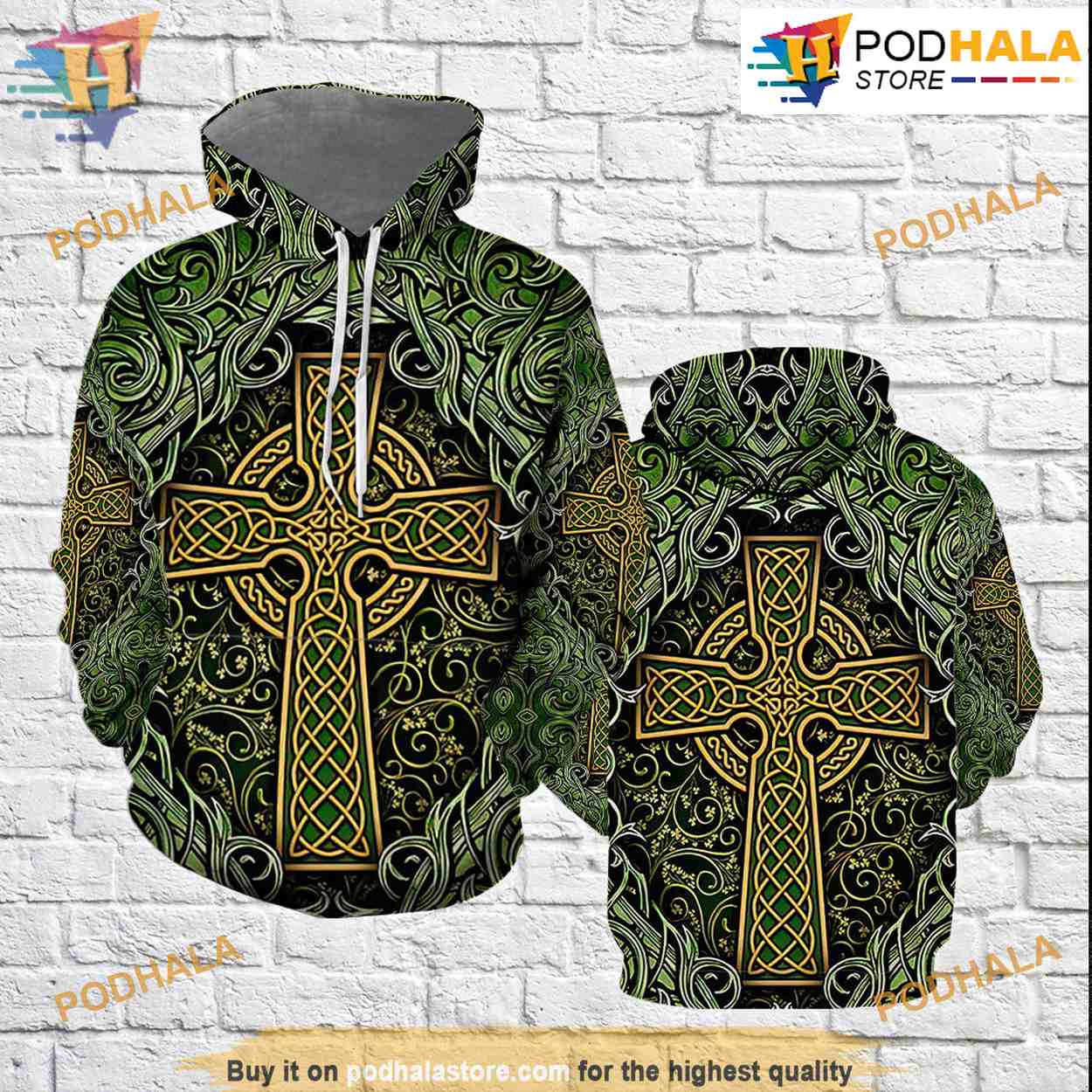 Amazing Celtic Cross St Patrick Green All Over Print 3D Hoodie Shirt Sweatshirt Amazing Celtic Cross St Patrick Green All Over Print 3D Hoodie Shirt Sweatshirt