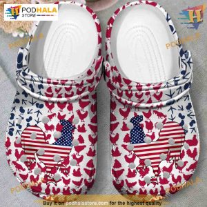 American Flag Chicken Crocs, Perfect for 4th July, Independence Day Gift
