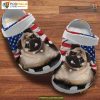 American Flag Pug Puppy Independence Day Themed Crocs for Dog Fans