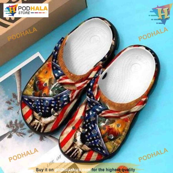 American Patriot Rooster Crocs, Independence Day Farm Style