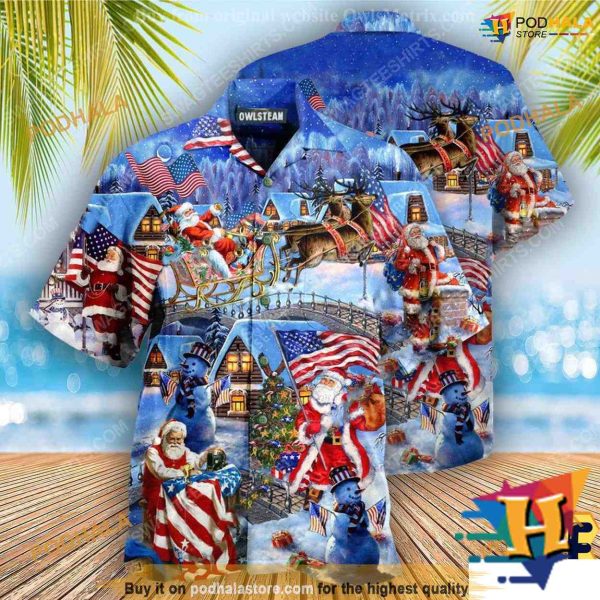 American Patriot Santa Hawaiian Shirt, Santa Claus Shirt